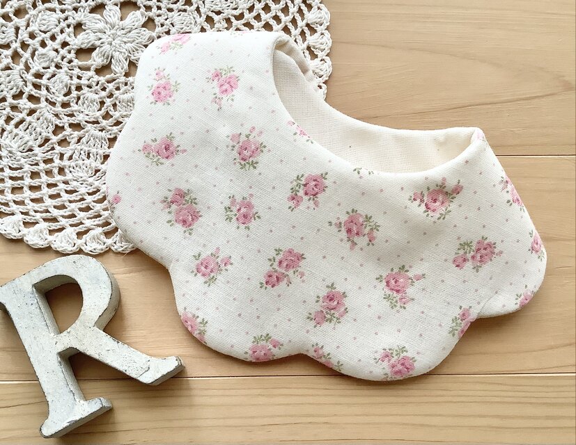 pink  rose♪オーガニック♪ふわふわやわらかガーゼスタイ♪