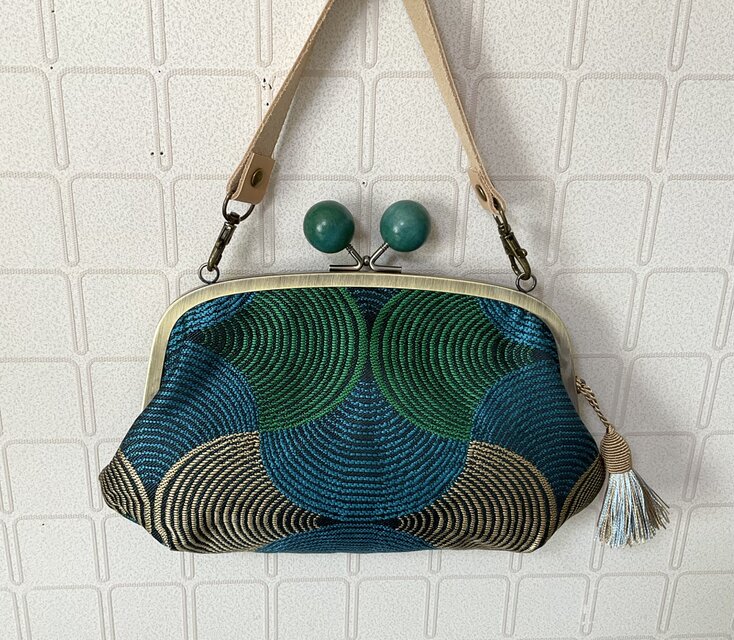 SAFECO　フランス生地　ジャガード　がま口お財布バッグ　