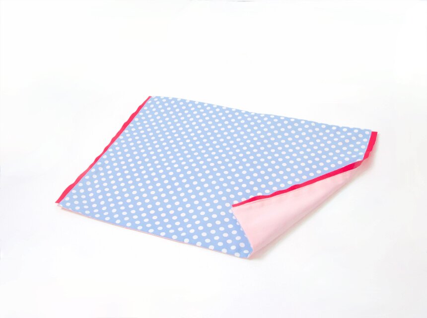 リバーシブル ドット柄 ランチマット サックスドット × ピンク Kids