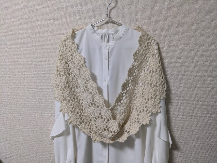 【特別価格】✳Snow Lace✳雪の結晶モチーフつなぎのスヌード(オフホワイト)