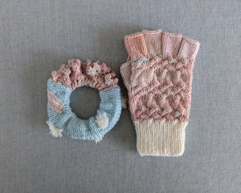 ✳ナナイロ手袋✳指先なし手袋(女性用M〜L)＋ナナイロシュシュブレスレットのおまけ付き