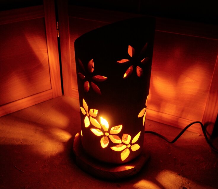 ◇全面彫◇竹灯り・竹あかり・竹灯籠 ～～ 癒しの灯り ☆光嵐