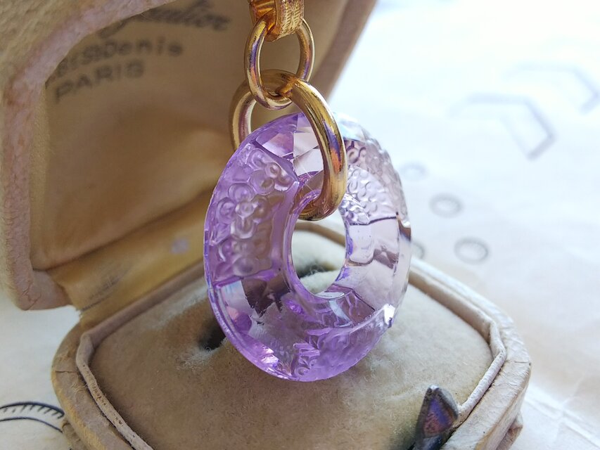 1930年代 美しい藤色・ドーナツ型のお花のアールデコGlass クラシカル