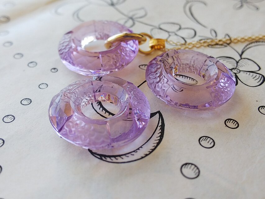 1930年代 美しい藤色・ドーナツ型のお花のアールデコGlass クラシカル