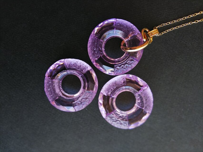 1930年代 美しい藤色・ドーナツ型のお花のアールデコGlass クラシカル