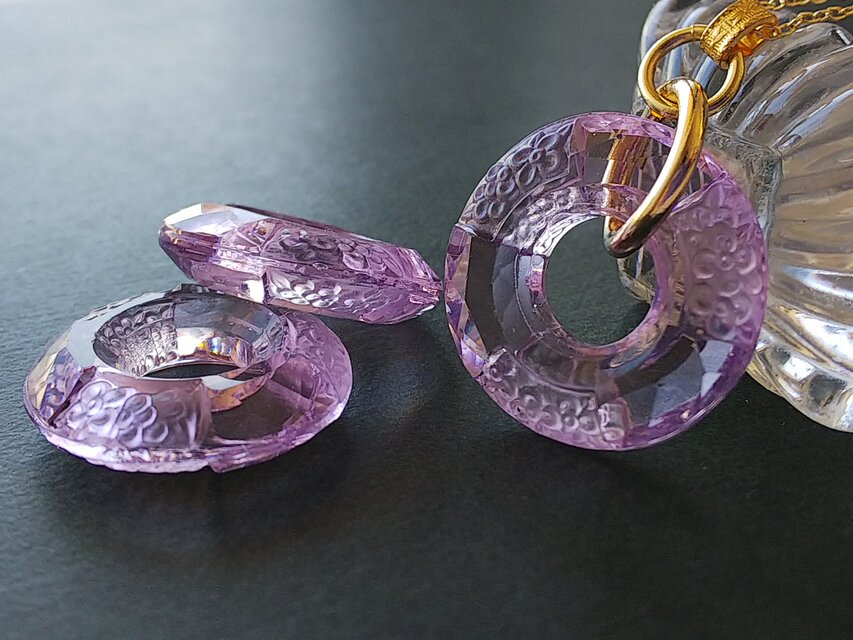 1930年代 美しい藤色・ドーナツ型のお花のアールデコGlass クラシカル