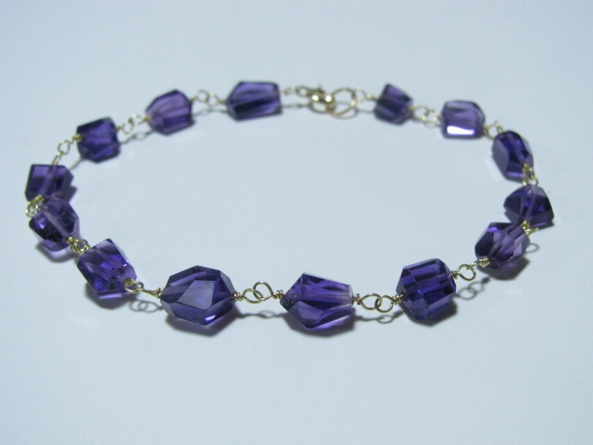 k18YG*タンブルカットアメジストのブレスレット