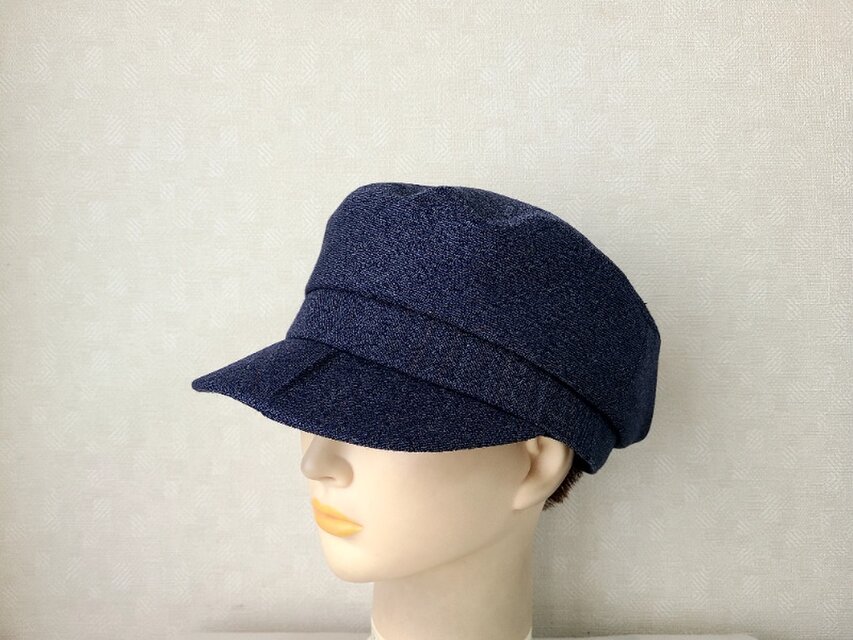 魅せる帽子☆素材の良さが光る♪上質ウールのキャスケット～ネイビーストライプ