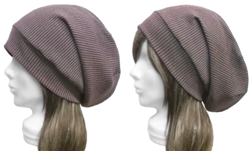 リブ付ルーズワッチキャップ◆ヴィンテージ風 リブ織ストレッチコットンニット　◇ゆったりサイズ・小顔効果・長いシーズン着用◇