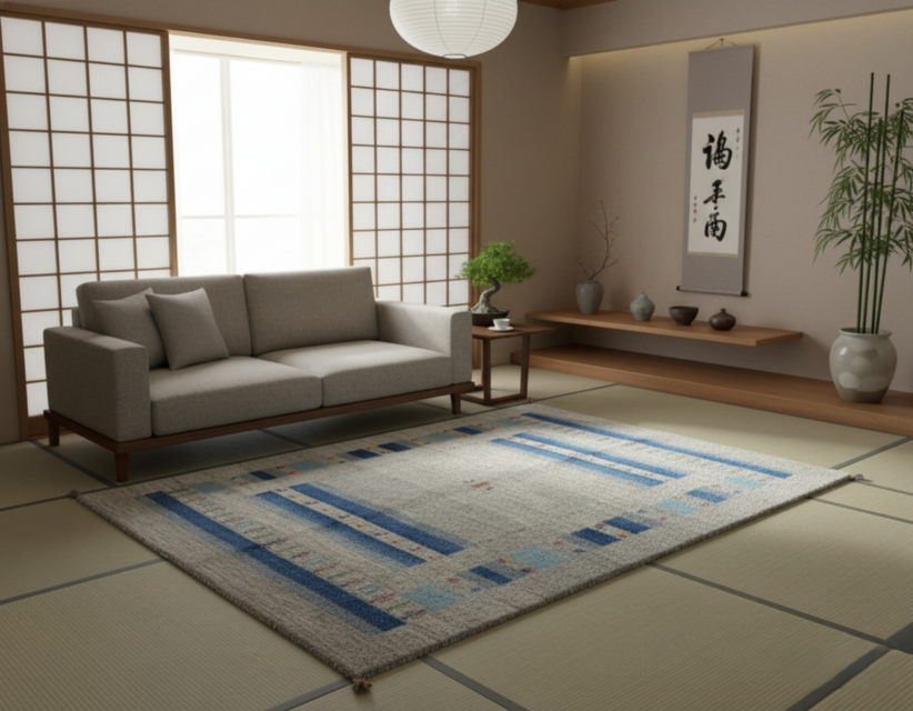 ペルシャ ギャッベ　リビング　ラグ　247×170cm　グレー ブルー ナチュラル RJ6749s