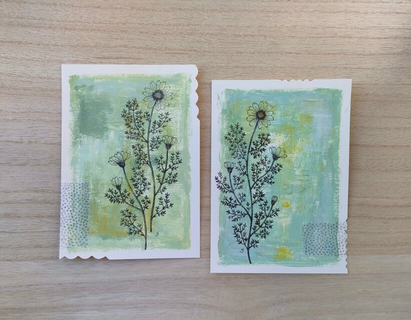 コラージュを添えたポストカード「blossom」