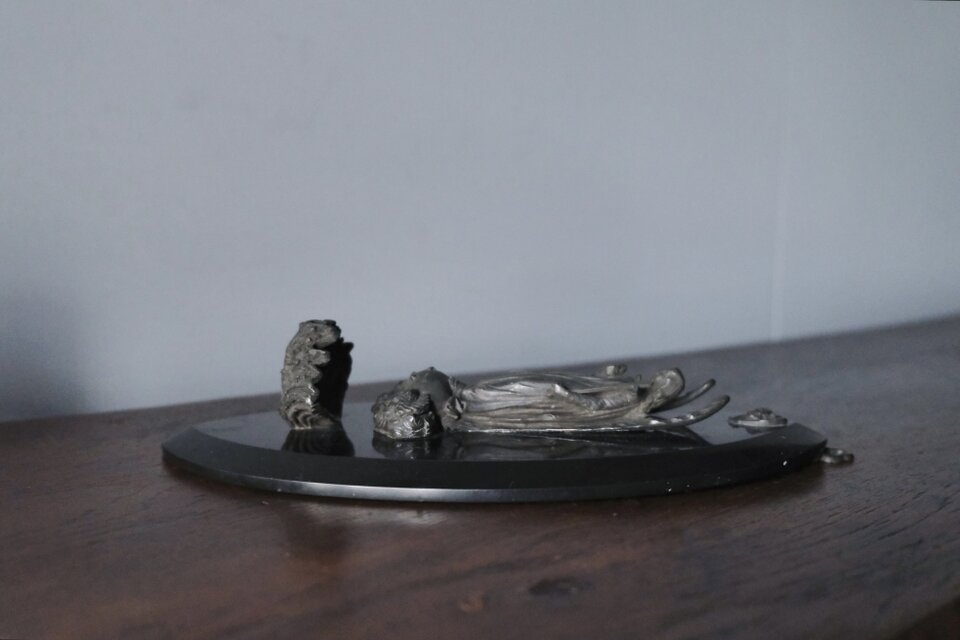 天使 聖水盤 ベニティエ シルバープレート ブロンズ フランス