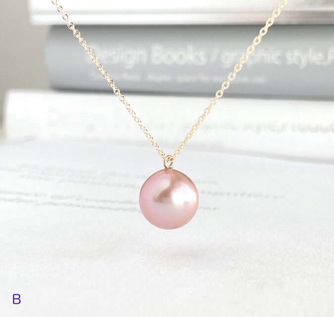 【テリ強】本真珠 2連 ピンク パール ネックレス 約6-7mm 925刻印 ピンク真珠 ペンダントネックレス ピンク パール（ペンダントトップ