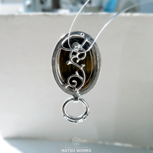 タイガーアイ ブローチ / Tiger Eye Silver Brooch | iichi 日々の