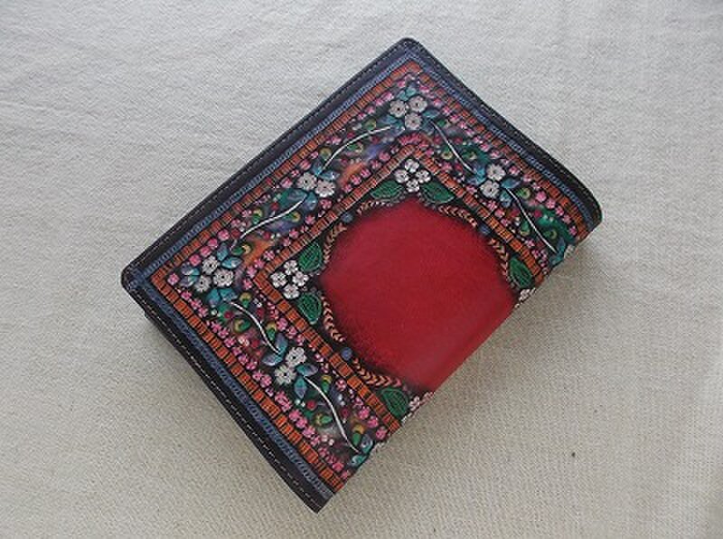 文庫サイズブックカバー 刻印、拭き染め 牛革