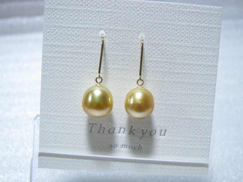 k18YG*【6月誕生石】白蝶真珠のフックピアス（ゴールド系約９mmup）