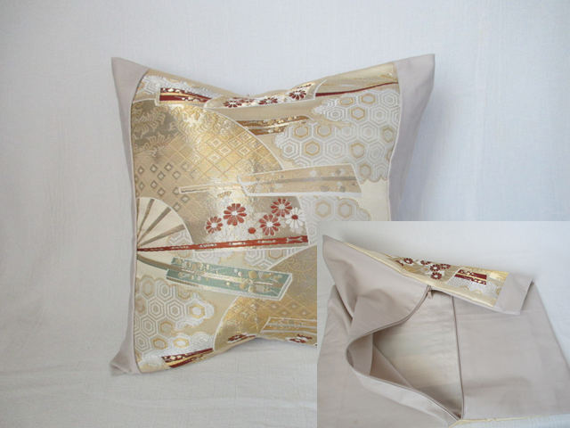 u115　裏地付　帯 クッションカバー　座布団カバー　ファスナー　40x40cm　おしゃれ