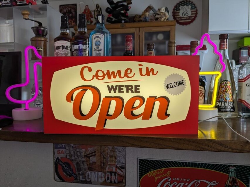 【Lサイズ】 OPEN オープン 営業中 開店 いらっしゃいませ カントリー 店舗 ランプ 照明 看板 置物 雑貨 ライトBOX
