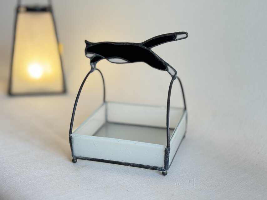 chat noir （L）黒猫　小物入れ　希少ガラス製