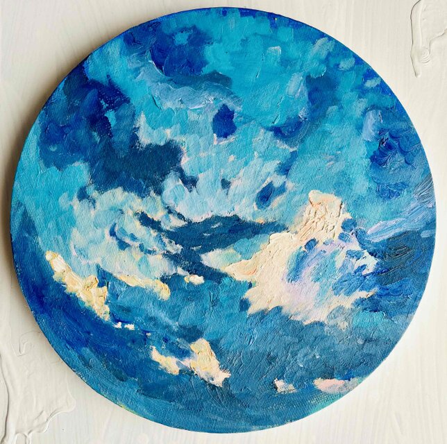 油絵 木戸健市「青い丘（三角点）」油絵・F10号 絵画買取・販売の小竹美術