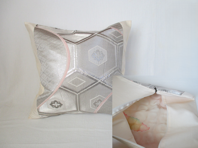 u116　裏地付　帯 クッションカバー　座布団カバー　ファスナー　40x40cm　おしゃれ