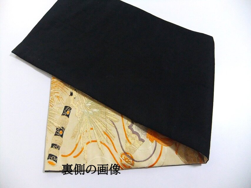 16)2177】90cm/笛鼓文様/テーブルセンター/和風・帯リメイク/日本のお