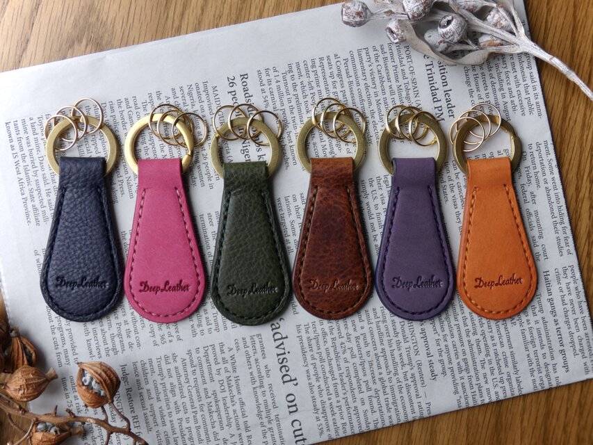 イタリア革のキーホルダー／ラベンダー