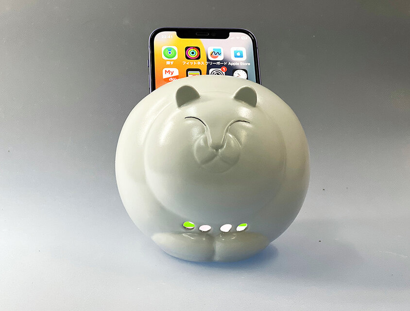 猫のスマートフォンスピーカー　電源不要のスマートフォンスピーカー　猫　まんまる猫スマホスピーカー　オリジナルペイント可能