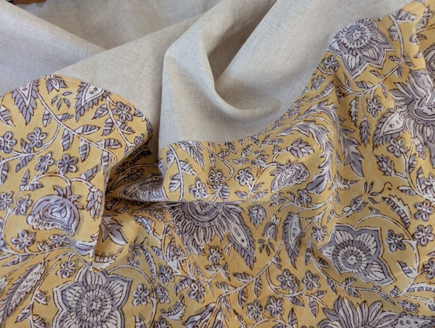 ♥️インドのハンドブロックプリント♥️ナチュラルベージュと