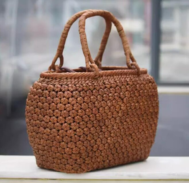 山葡萄 蔓 ハンドバッグ かご 籠 網代編み 六角形の花袋 着服
