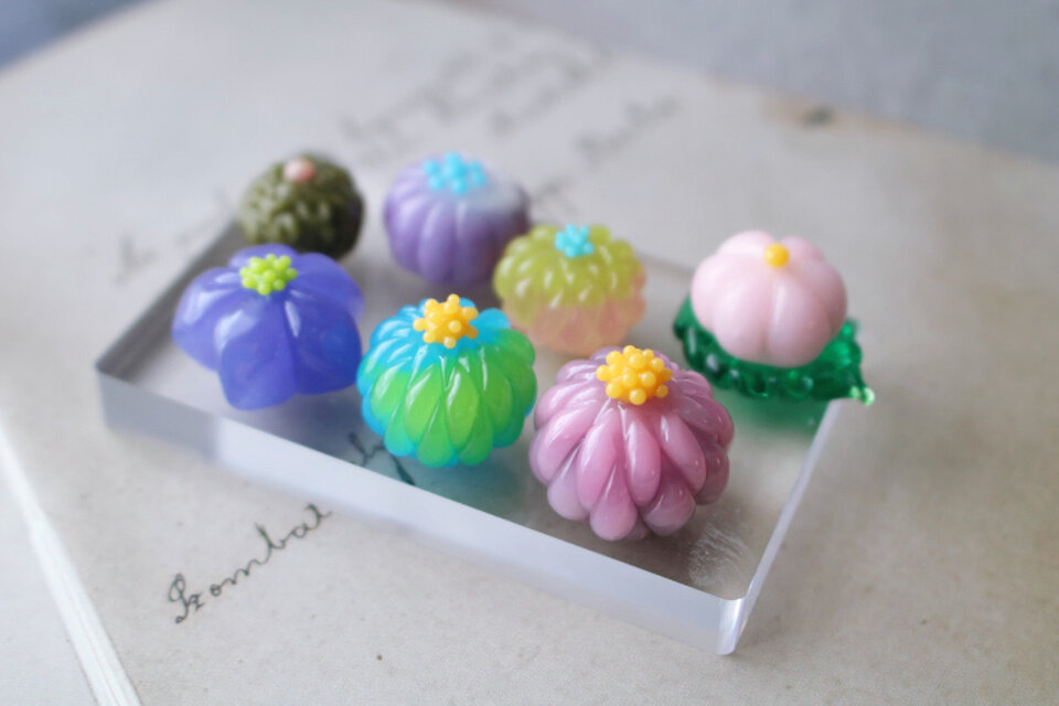 期間限定SALE☆ガラスのミニチュア和菓子セット（練り切り） ☆ガラス