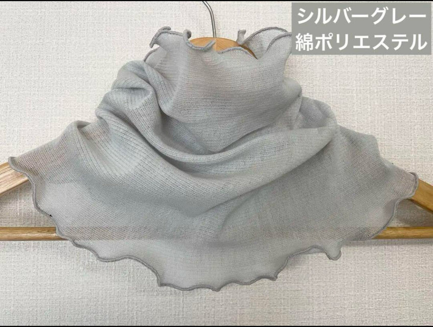 さらさら柔らかシルバーグレー 綿ポリエステルハンドメイドネックウォーマー