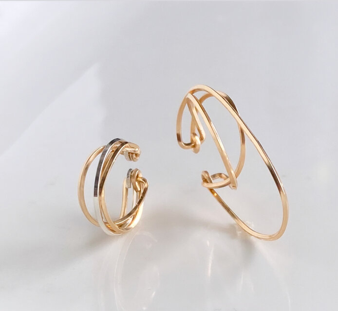 14kgf×silver925　 diagonal　イヤーカフ　2点セット