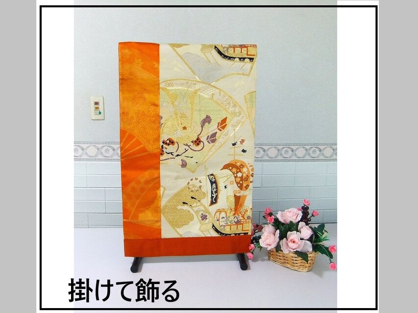 J-054】43×115和風大型マット/帯リメイク/テーブルセンター・ラグ・敷