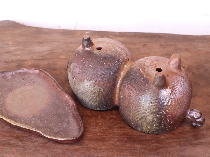 備前焼 植木鉢【受皿付き】 u-066 | iichi 日々の暮らしを心地よくする