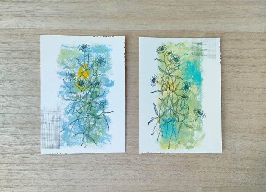 コラージュを添えたポストカード「blossom」