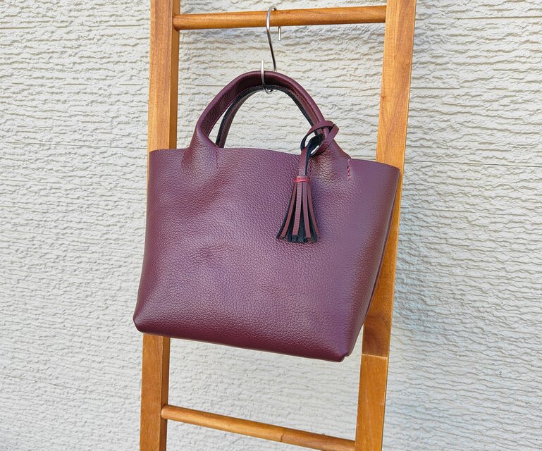 ☆XSサイズ☆定番☆黒シュリンクレザーのミニトートバッグ姫路