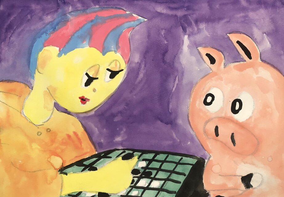 のどちんこちゃんとぶたのオセロ真剣勝負