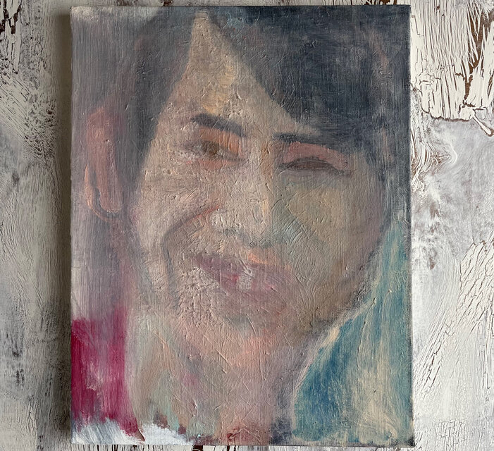 32×41㎝「勘当息子　20252」油彩画・原画・F6