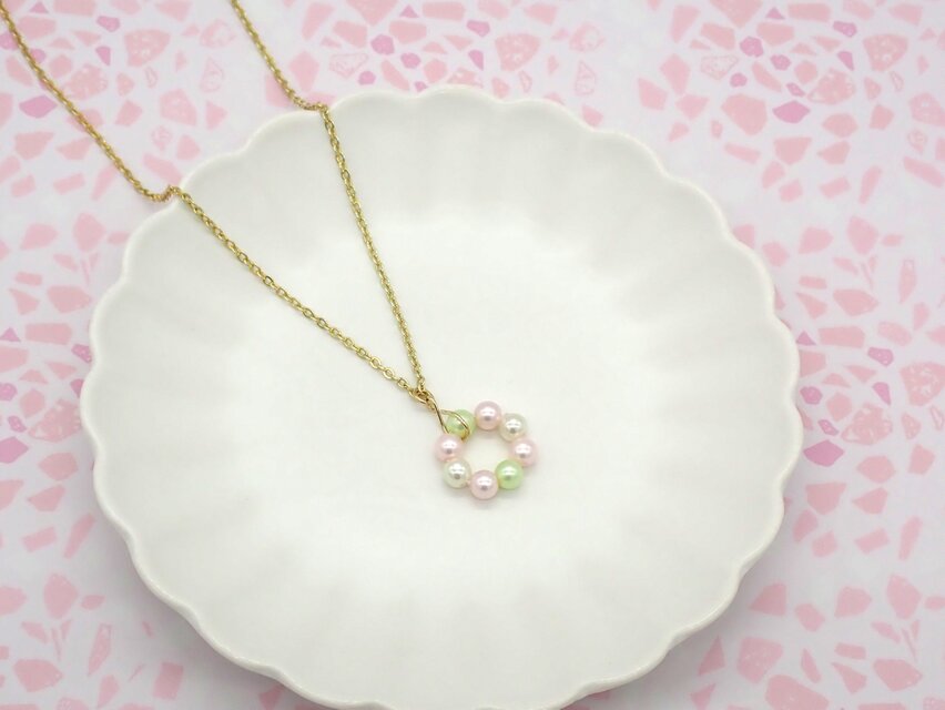 さくら色パールのサークルパールネックレス