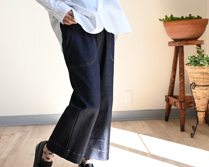 ストレッチデニムの♦ガウチョパンツ♦　児島デニム　