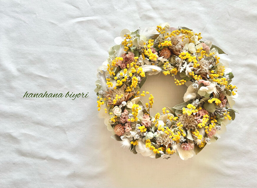 ミモザとセルリアの春リース