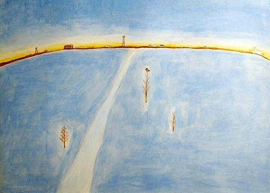 一点物｜絵画｜原画「暮れてゆく空を眺めて」 ※額縁入り（四つ切サイズ