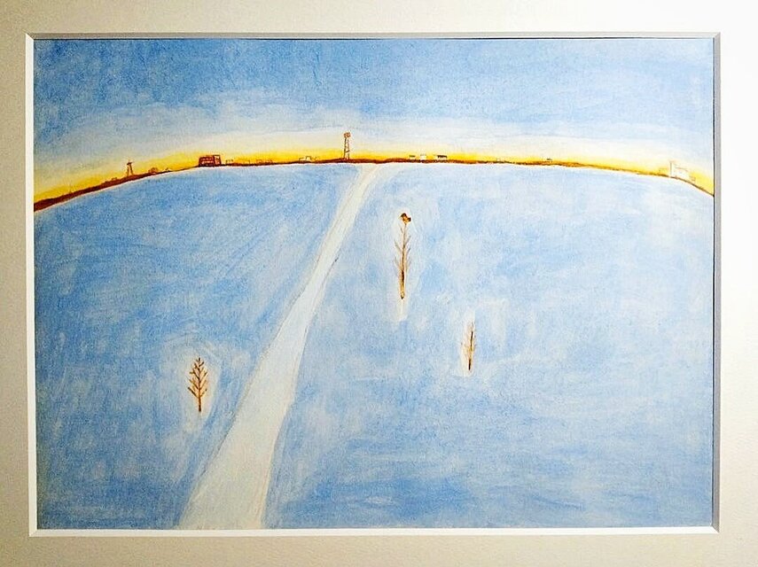 一点物　原画 一点物｜絵画｜原画「暮れてゆく空を眺めて」 ※額縁入り（四つ切サイズ