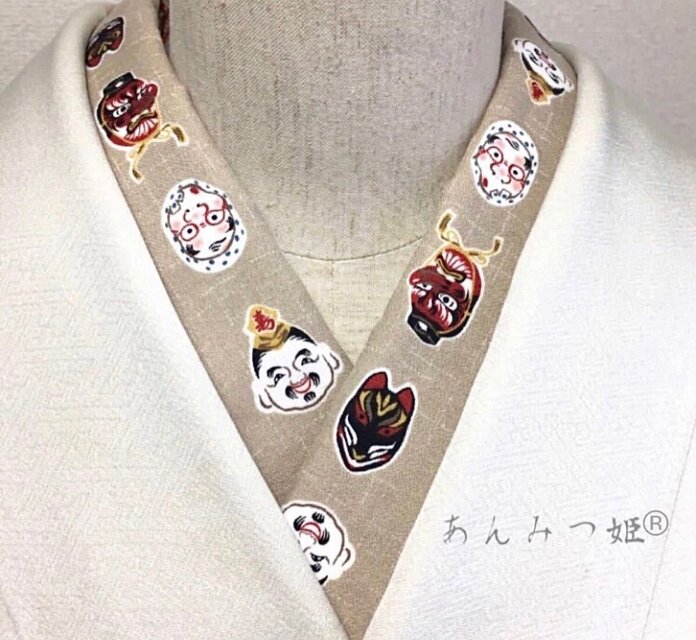 綿の半衿  お面