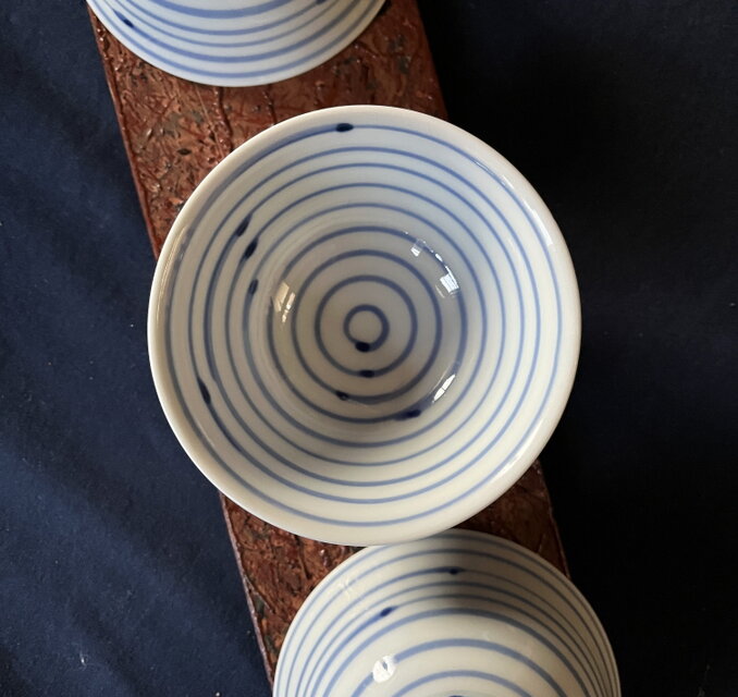 有田焼 草山窯 1客 染付独楽筋平湯吞み茶碗 小鉢 yk263 | iichi 日々の