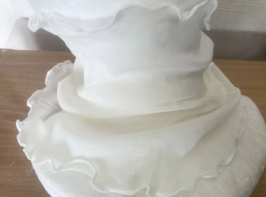 綿100%ホワイトレース手作りネックウォーマー日焼け止めにおススメです