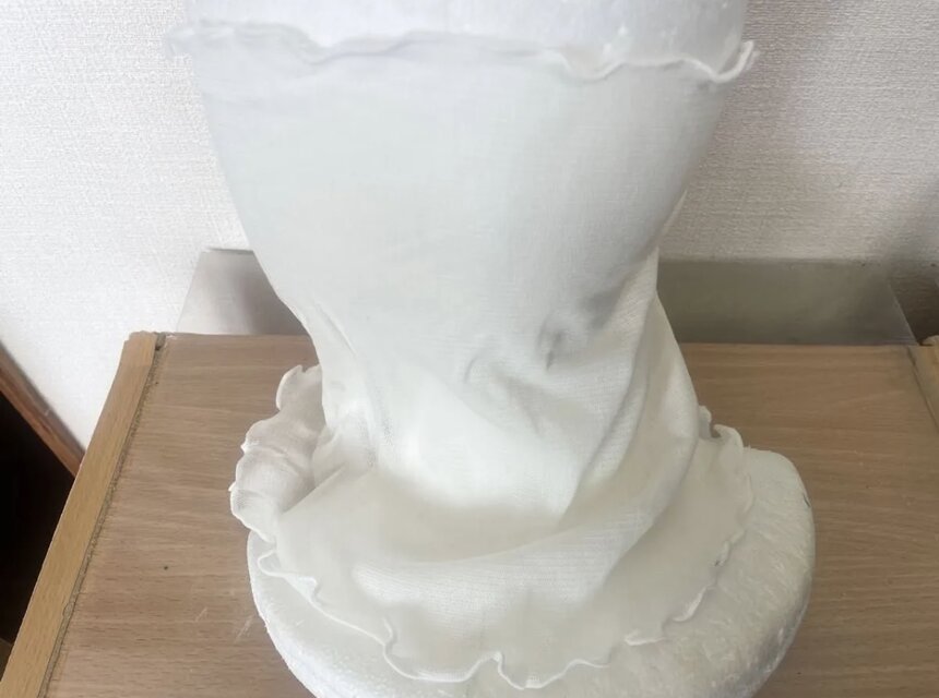 綿100%ホワイトレース手作りネックウォーマー日焼け止めにおススメです