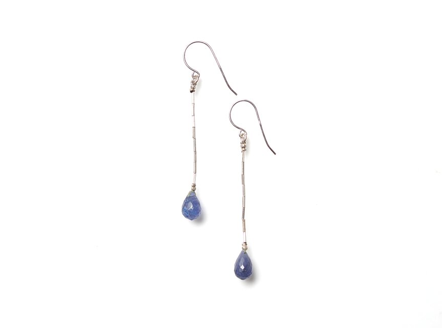 -Tanzanite- long drop pierce