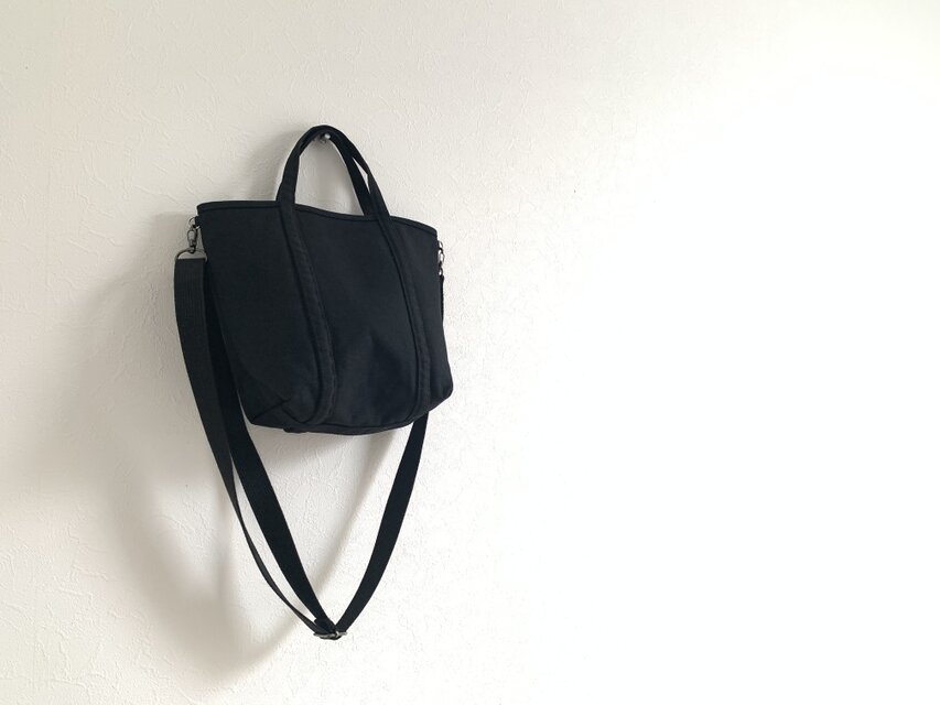 帆布 2wayショルダートート　「pote」(S) 黒